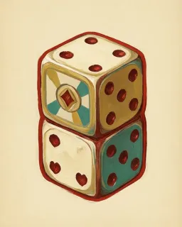 Two large dice stacked on top of each other