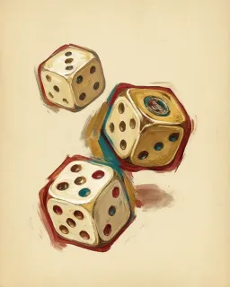 Three ivory dice tumbling through the air